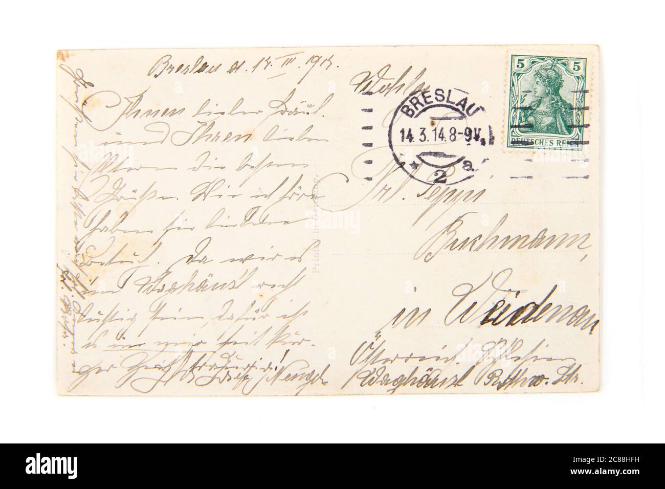 old postcard isolated on the white background Stock Photo - Alamy