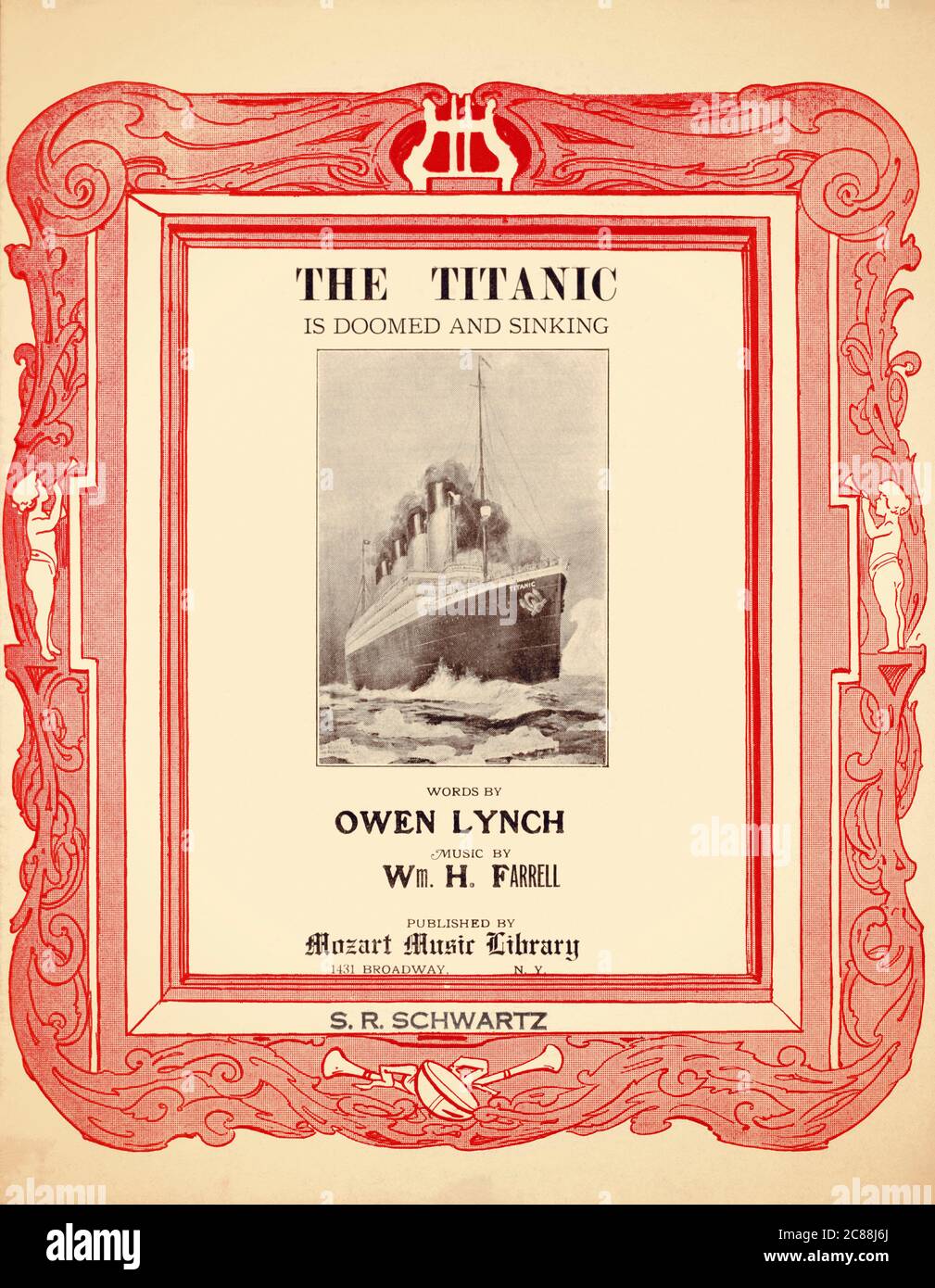 Cover of sheet music, The Titanic is Doomed and Sinking, published in
