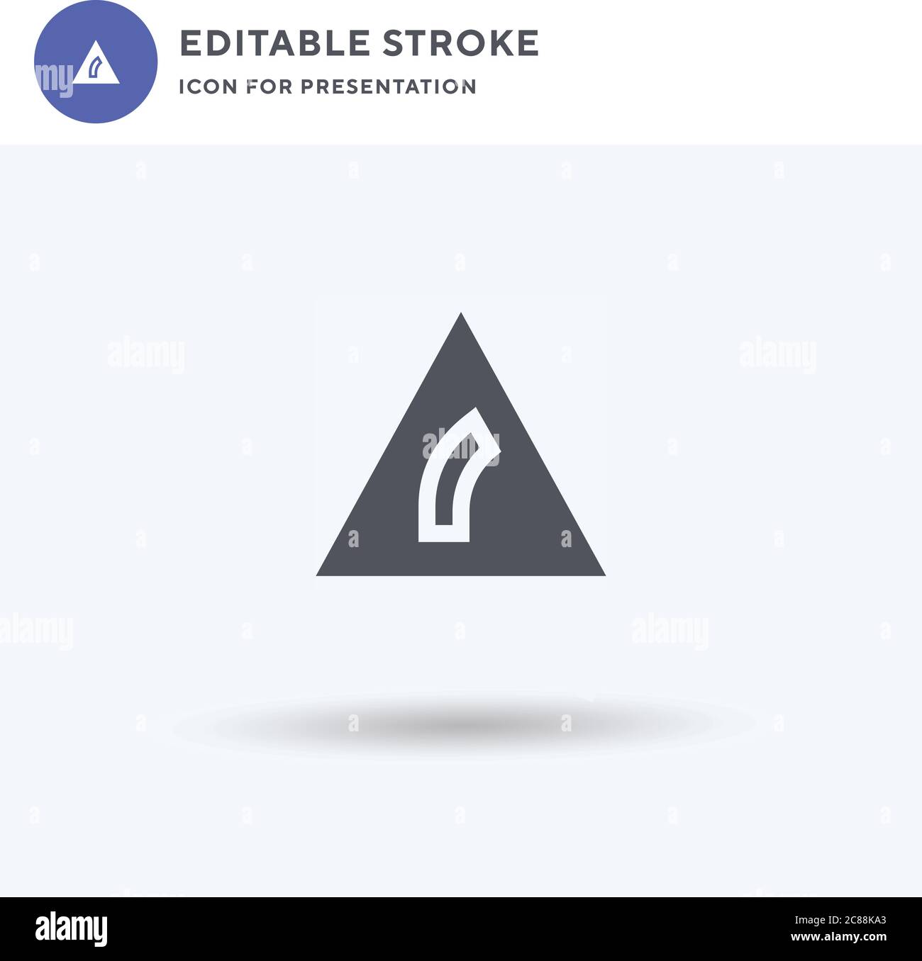 Right Bend icon vector, filled flat sign, solid pictogram isolated on ...