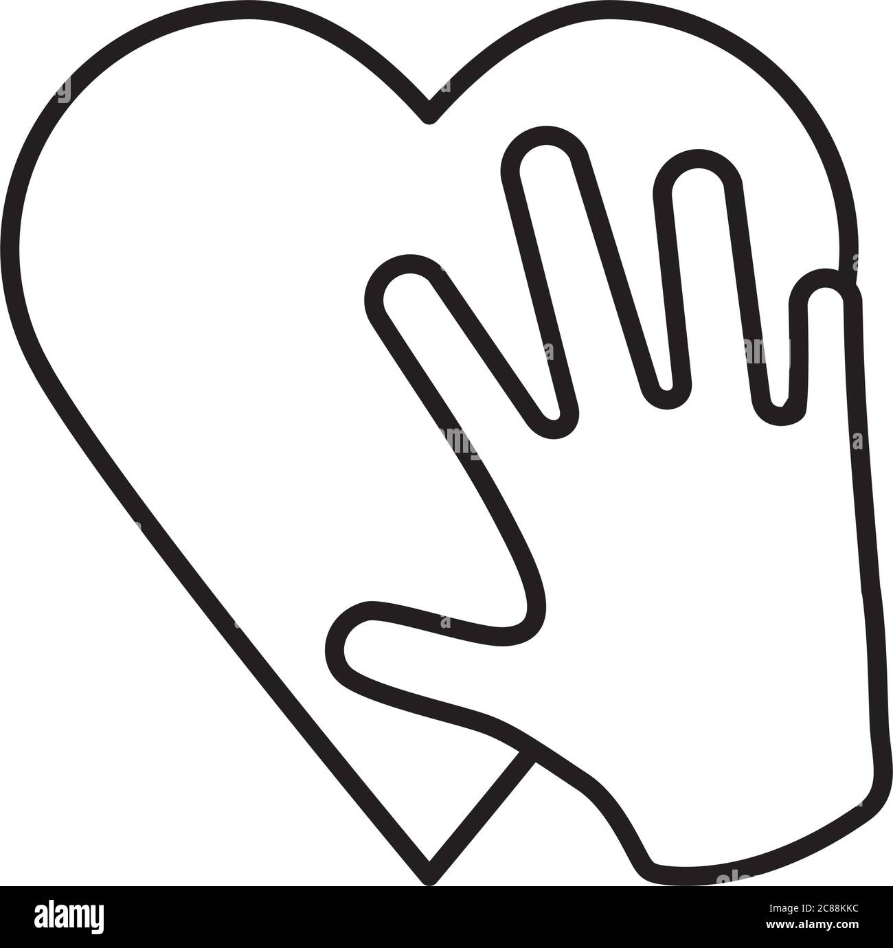 hand and heart icon over white background, line style, vector ...