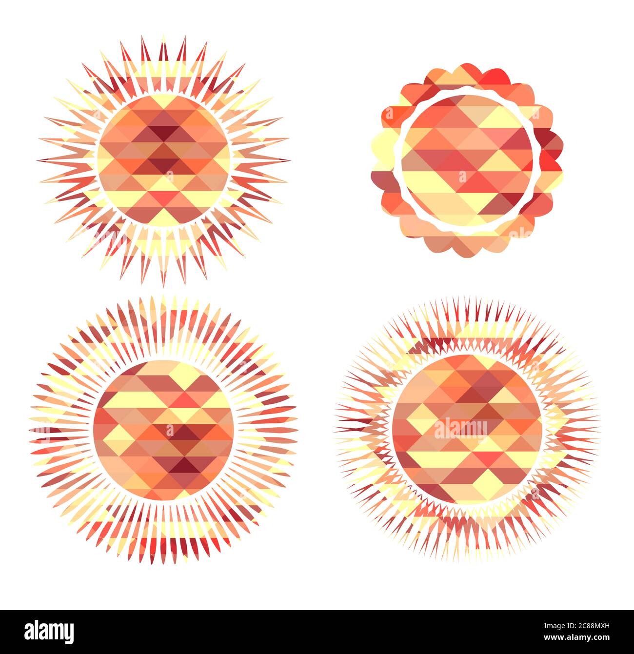 Set of icons suns consisting of polygonal elements. Vector element for ...