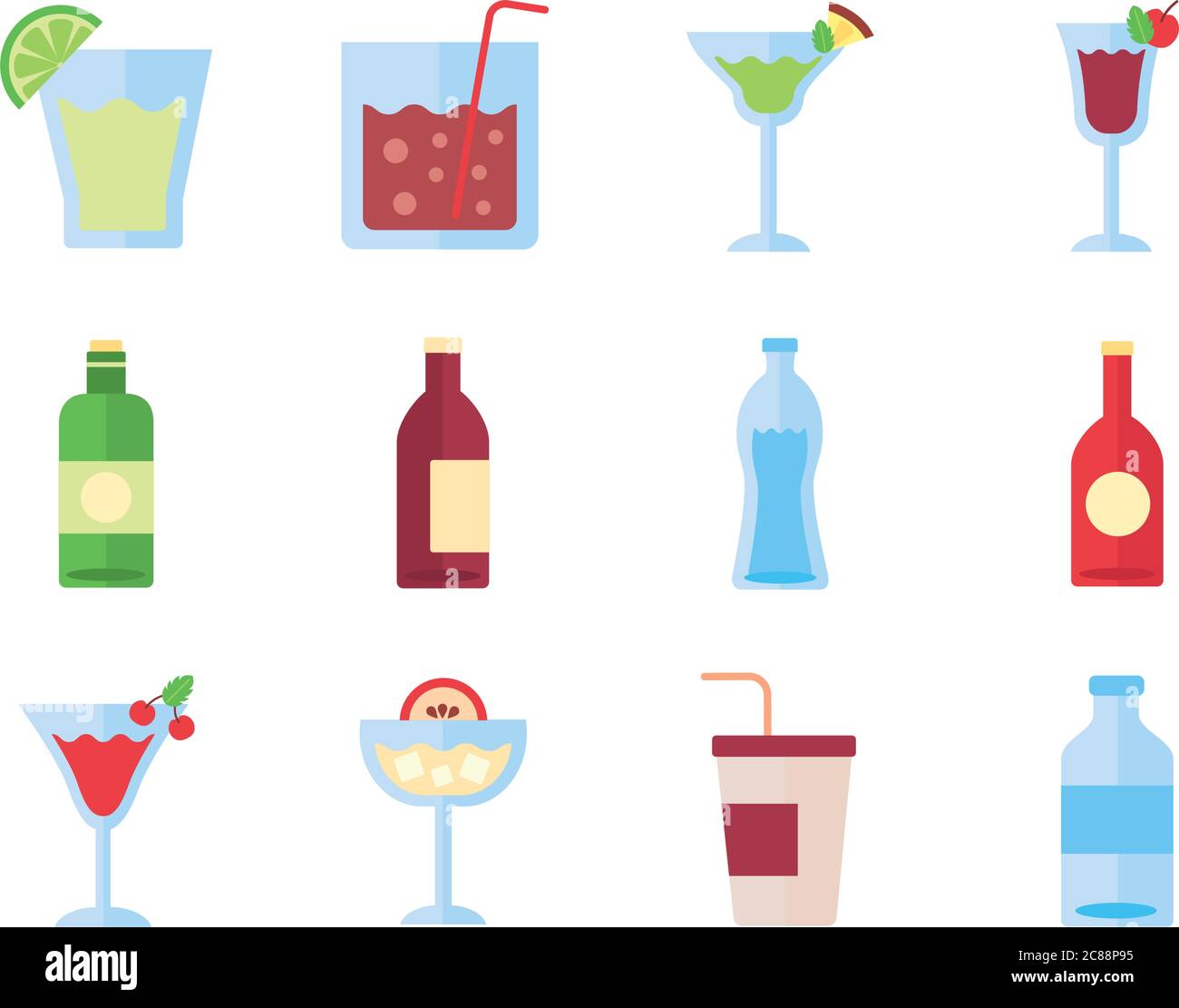 bundle of drinks collection set icons vector illustration design Stock ...