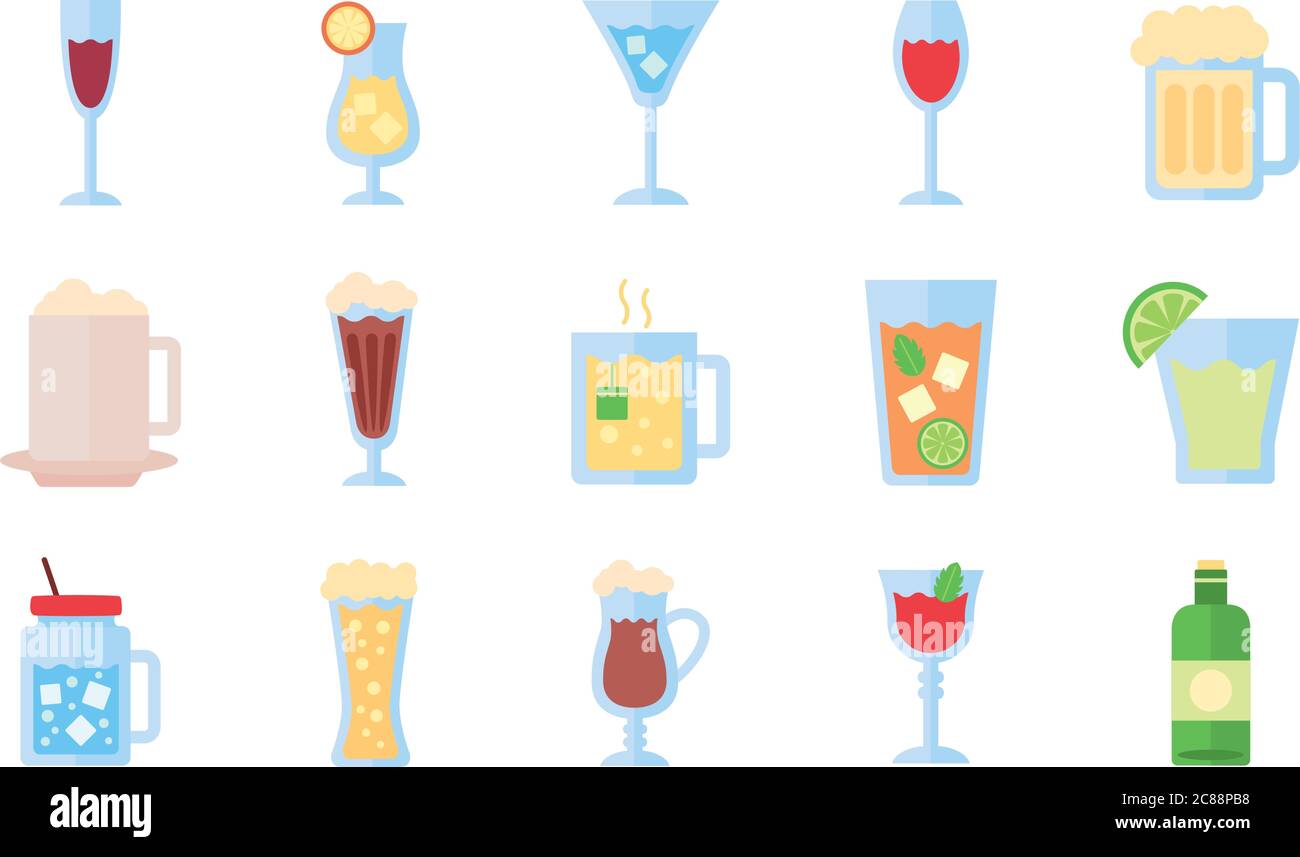 bundle of drinks collection set icons vector illustration design Stock ...