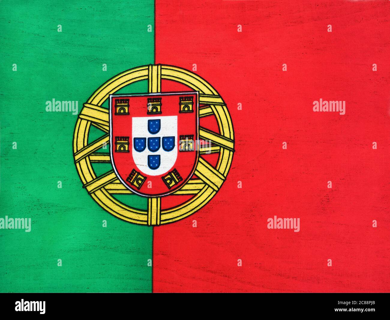 Flag of Portugal. Beautiful greeting card. Closeup Stock Photo