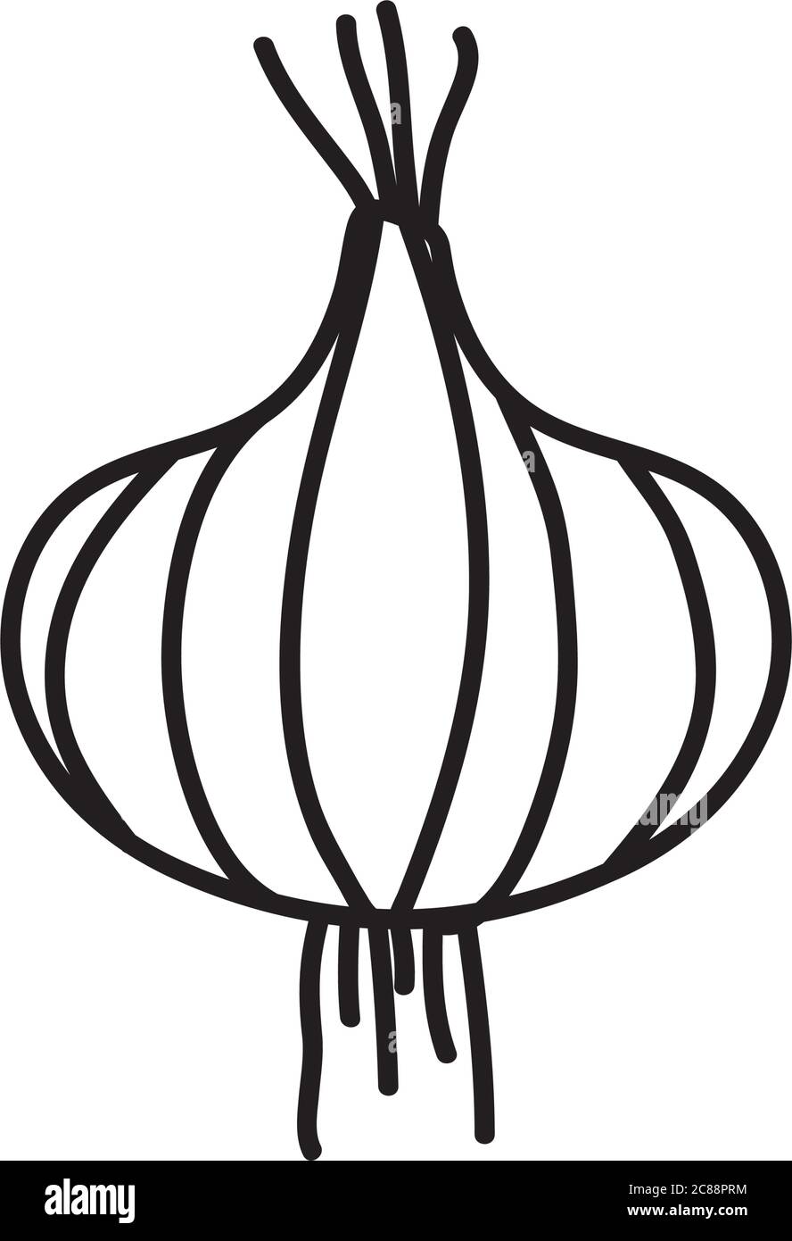 garlic head icon over white background, line style, vector illustration