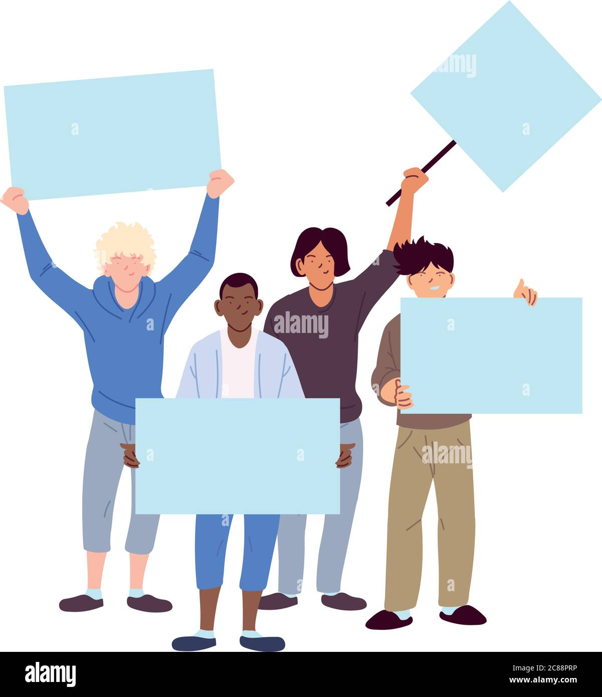 men cartoons holding banners boards design, Manifestation protest and