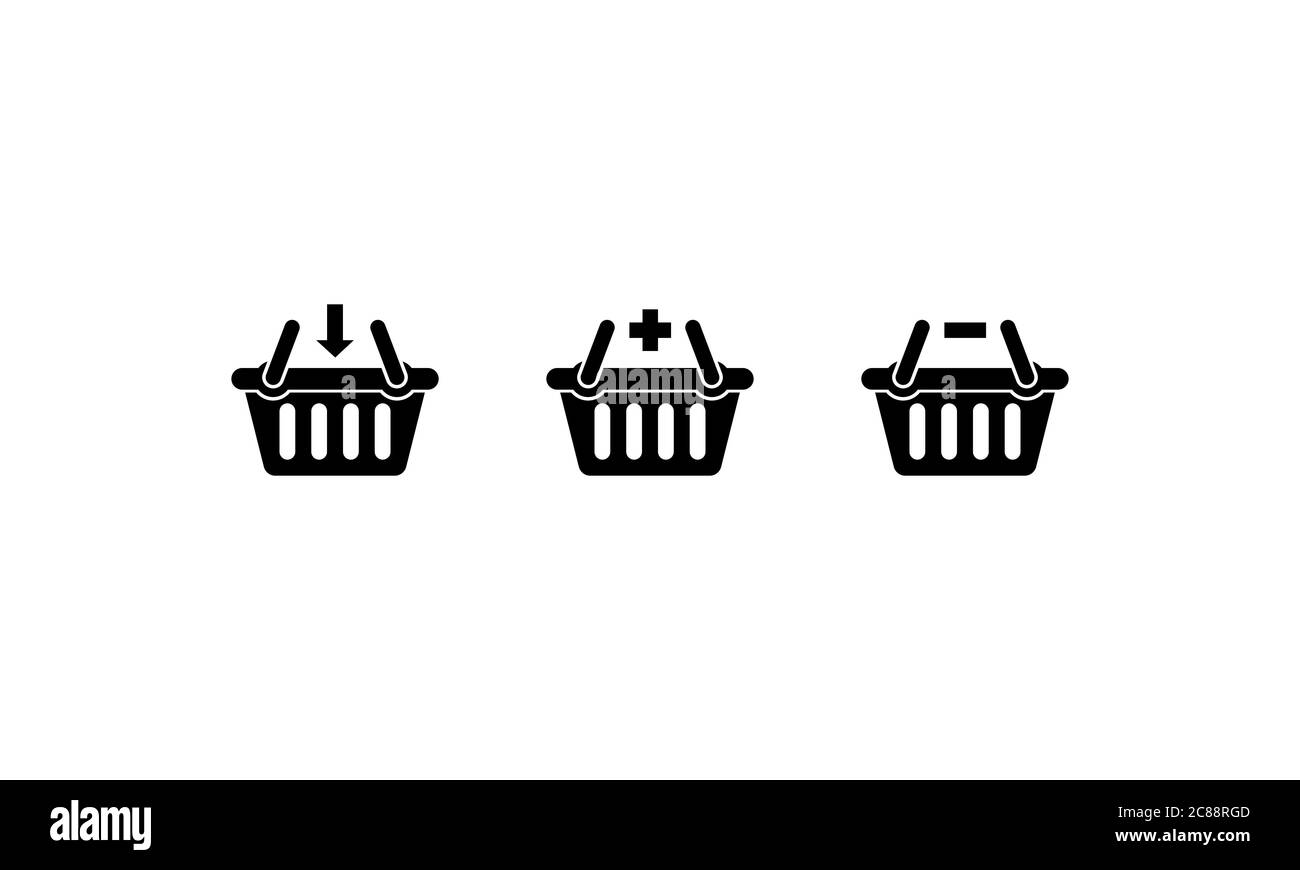 Shopping basket icons set. Vector on isolated white background. EPS 10 ...