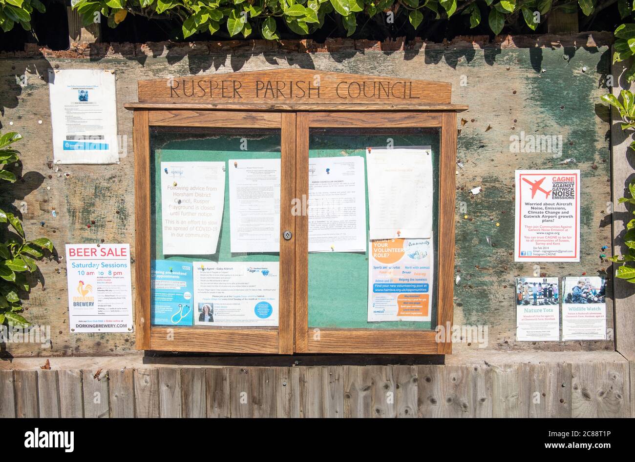 parish council notice board in rusper village west sussex Stock Photo