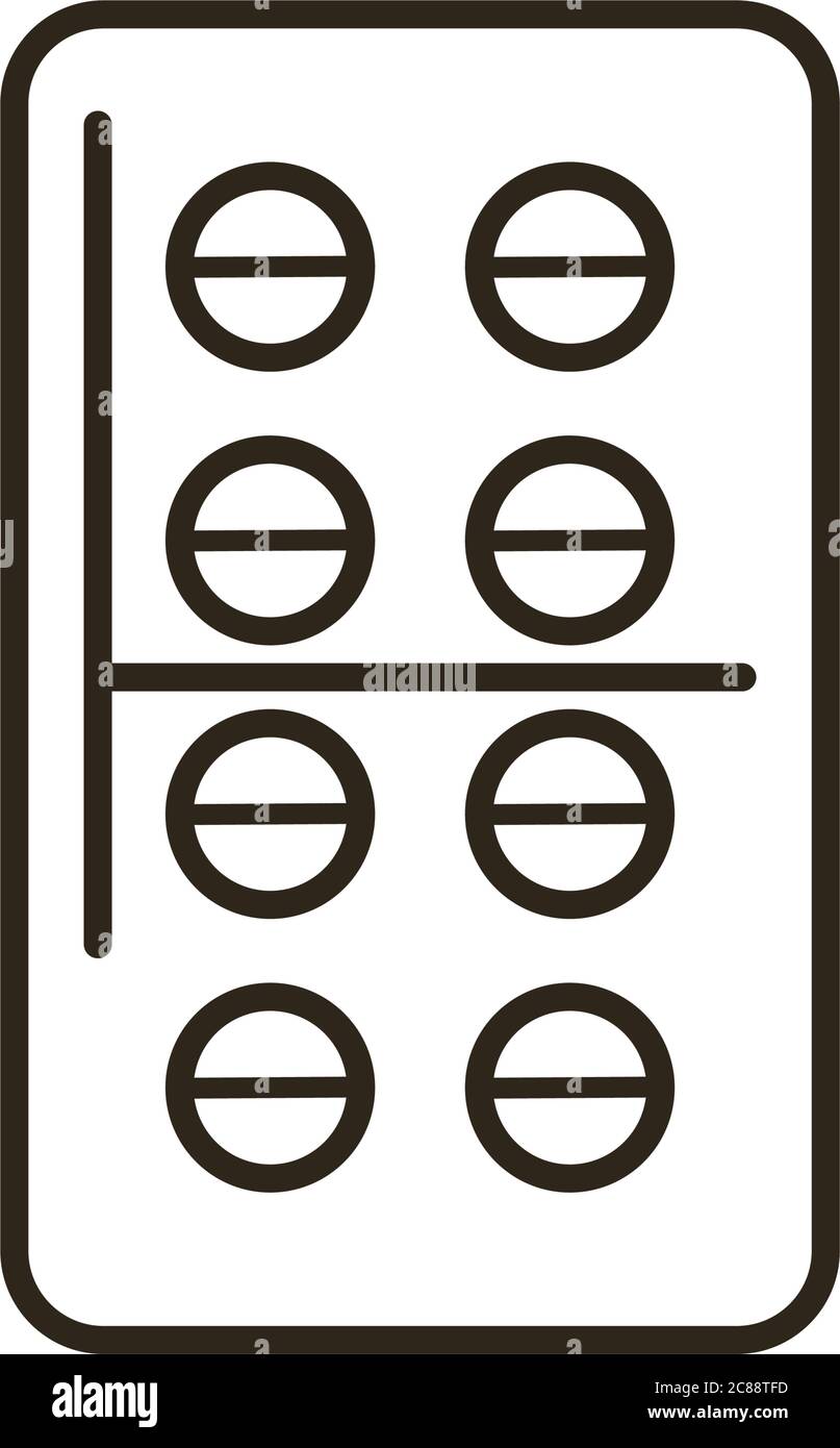 Pills line style icon design of Medical care health and emergency theme ...