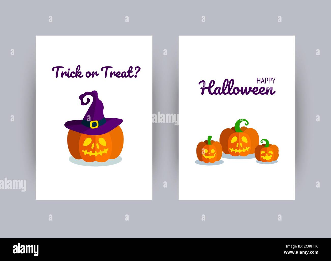 Greeting card for Halloween party. Carved Halloween pumpkins. Vector illustration Stock Vector