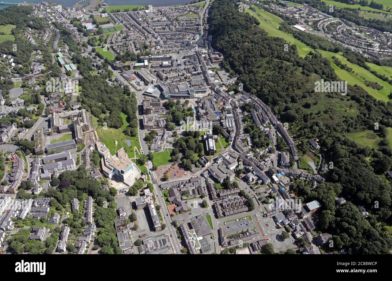 aerial view of Bangor in North Wales Stock Photo