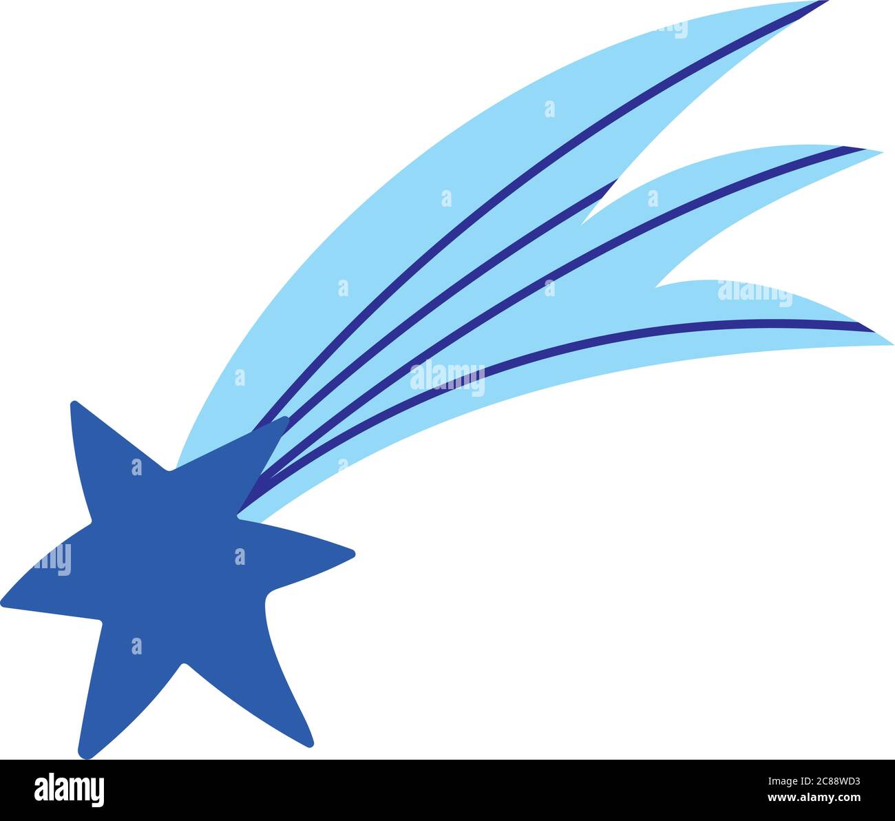blue shooting star decoration cartoon isolated icon design vector