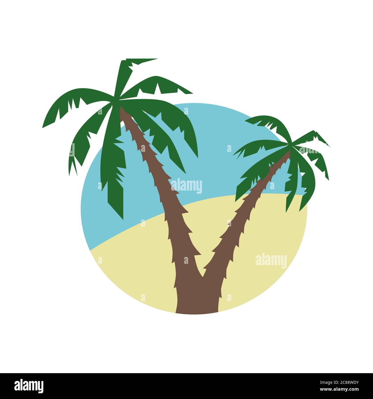 Vector flat icon with palm trees and the beach Stock Vector Image & Art ...