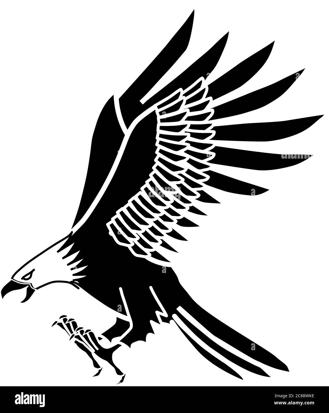 The image of an eagle, white and black, can be used to make logos.The image of an eagle, white and black, can be used to make logos. Stock Vector