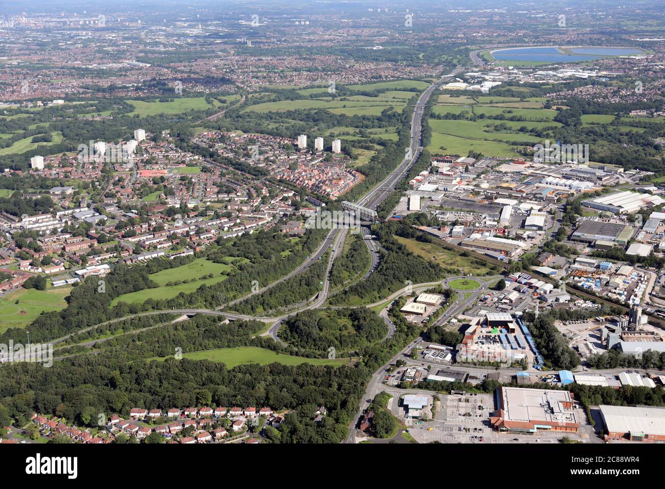 aerial view of Bredbury Park Industrial Estate, Bredbury, Stockport, Greater Manchester Stock Photo