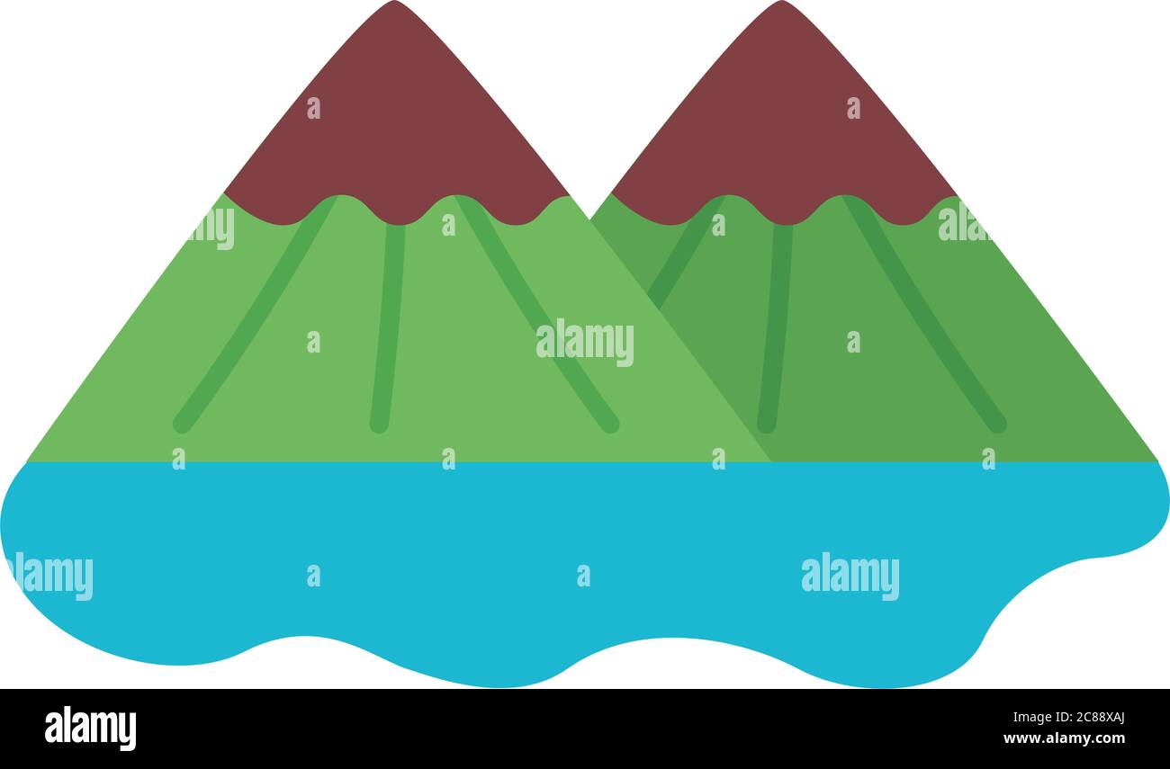 mountains and lake flat style icon vector illustration design Stock Vector