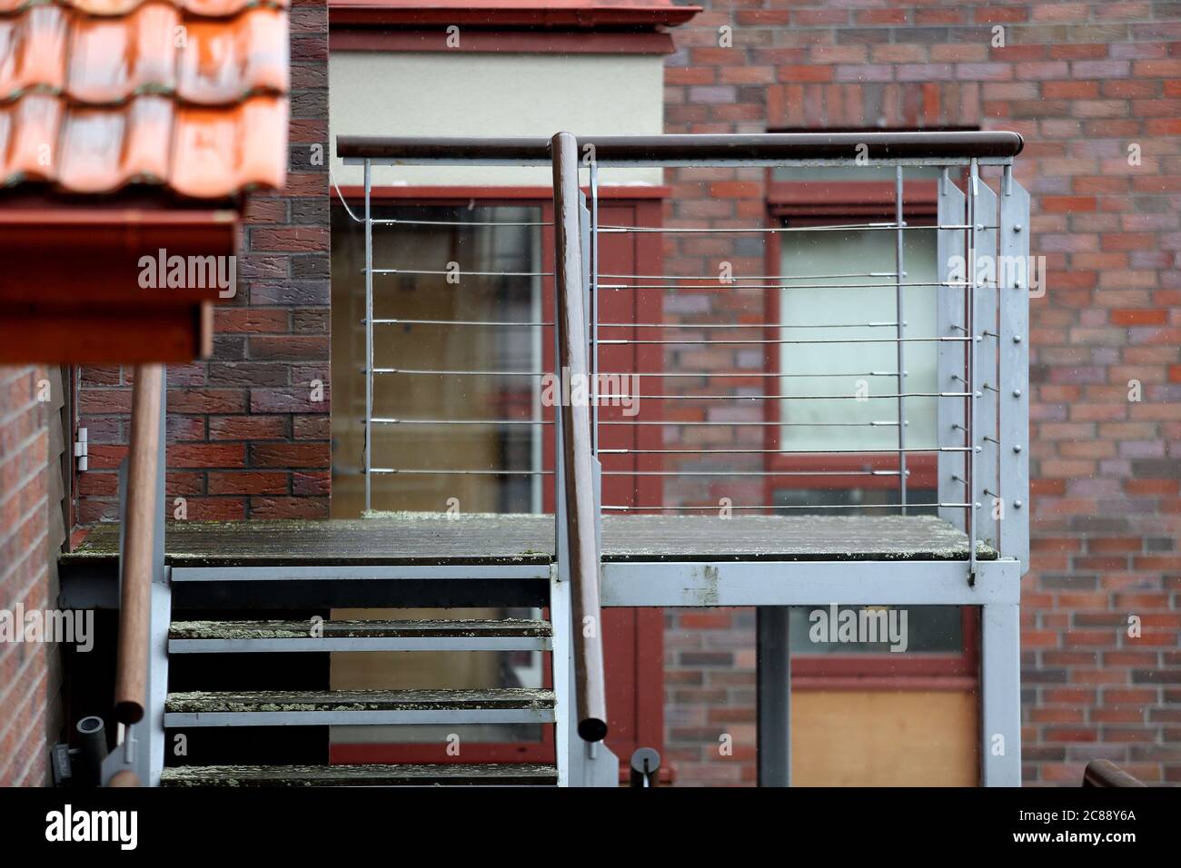 Metal Stairs In A Residential House Loft Type After The Rain Lithuania Nida Stock Photo Alamy
