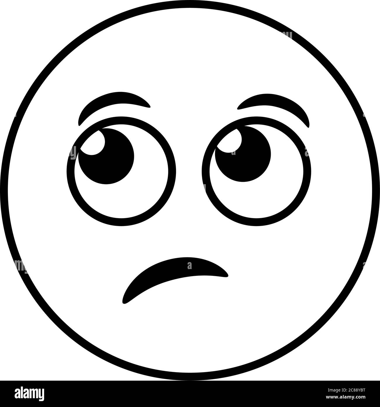 human profile with sad emoji line style icon Stock Vector Image