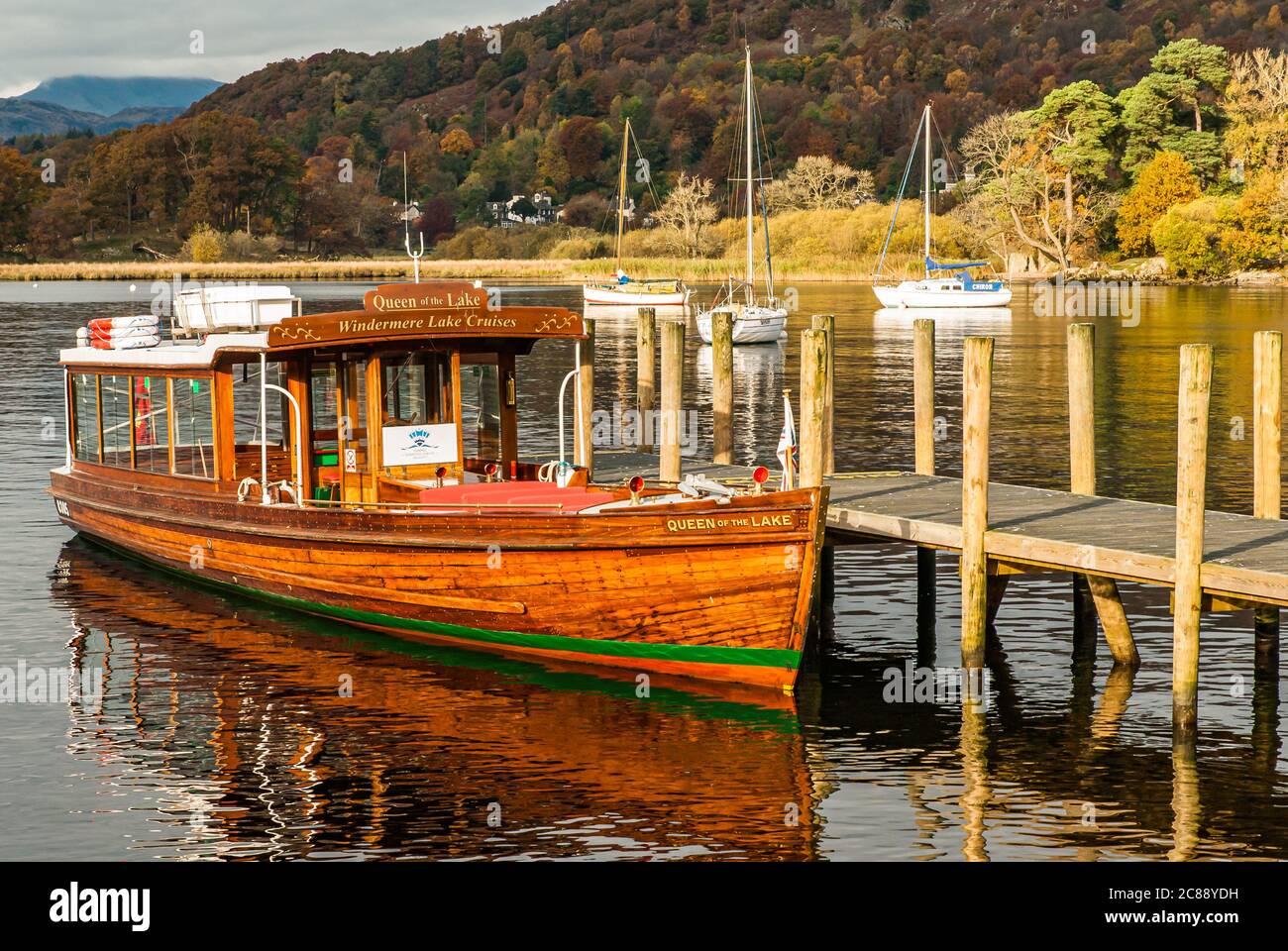 Lake Windermere tour boat, "Queen of The Lake" at Ambleside jetty Stock