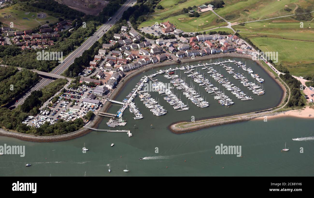 aerial view of Conwy Marina (or Conway Marina), North Wales Stock Photo