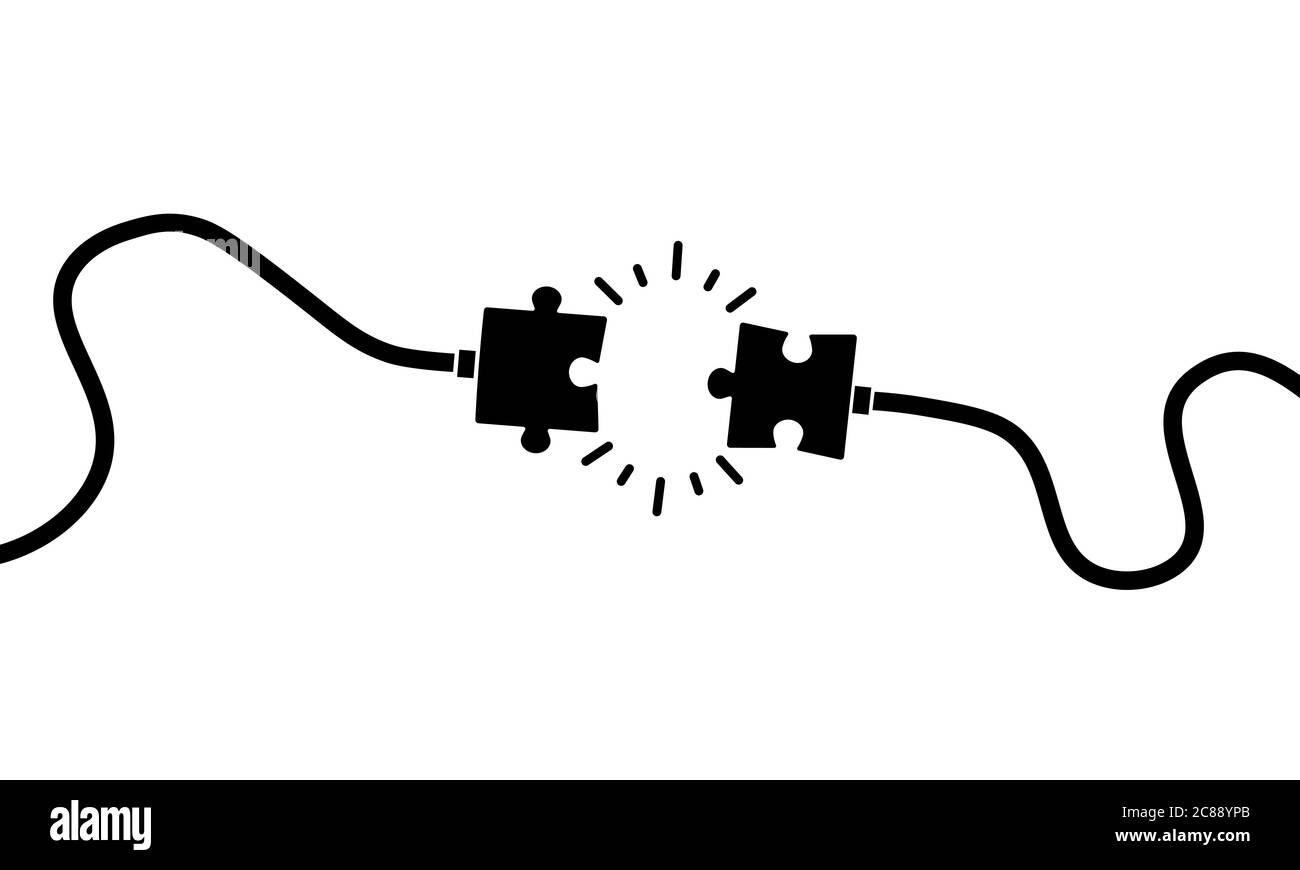 Connecting puzzle pieces icon. Business concept. Vector on isolated ...