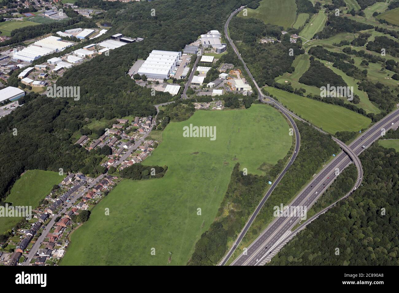 aerial view of Thorndale Park Estate & Thorncliffe Distribution Centre,  Chapeltown, Sheffield Stock Photo