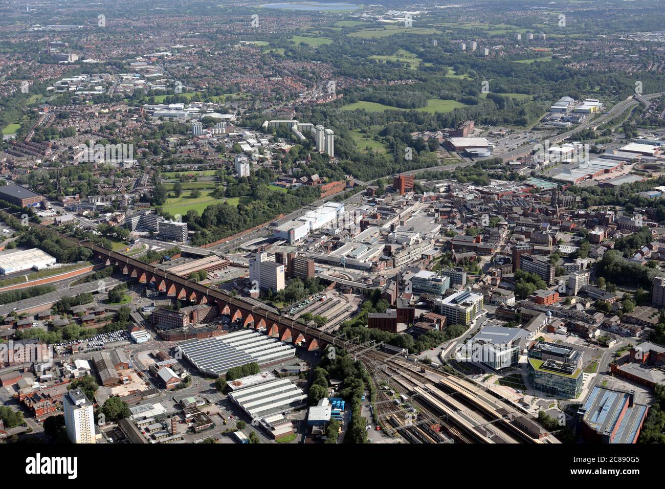 aerial view of Stockport town centre Stock Photo