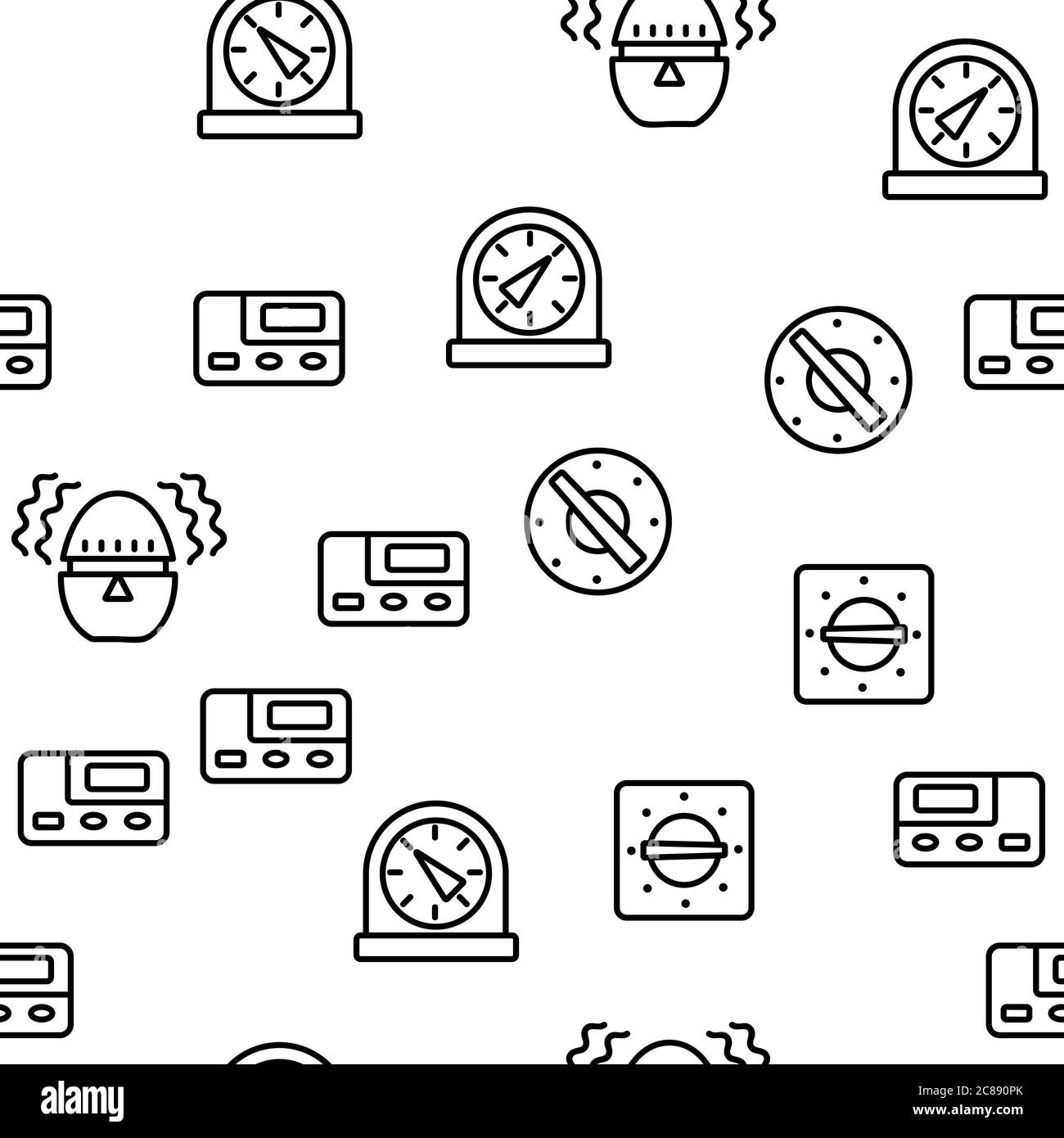 Kitchen Timer Tool Vector Seamless Pattern Stock Vector Image & Art Alamy