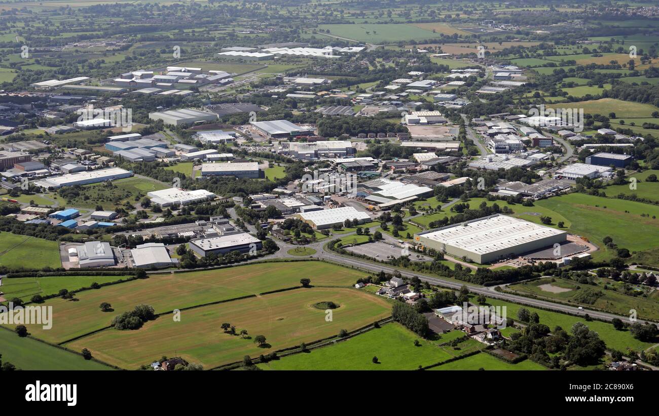 aerial view of Wrexham Industrial Estate, Wales, UK Stock Photo
