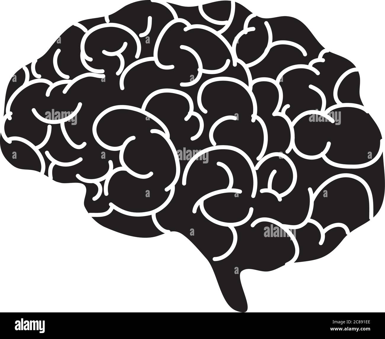 profile of human brain icon over white background, silhouette style ...