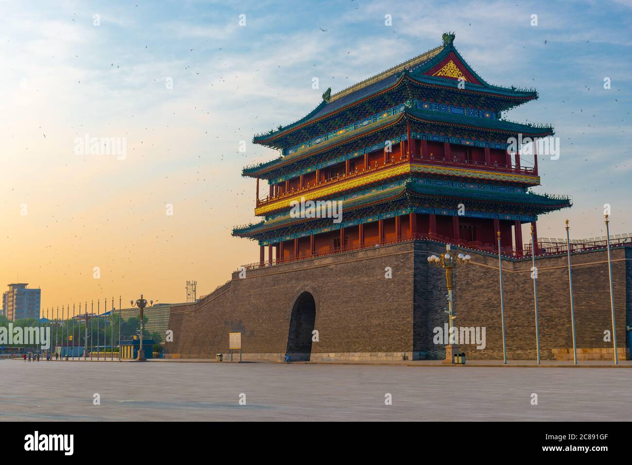 Beijing, China at the Zhengyangmen Gatehouse in Tiananmen Square. Stock Photo