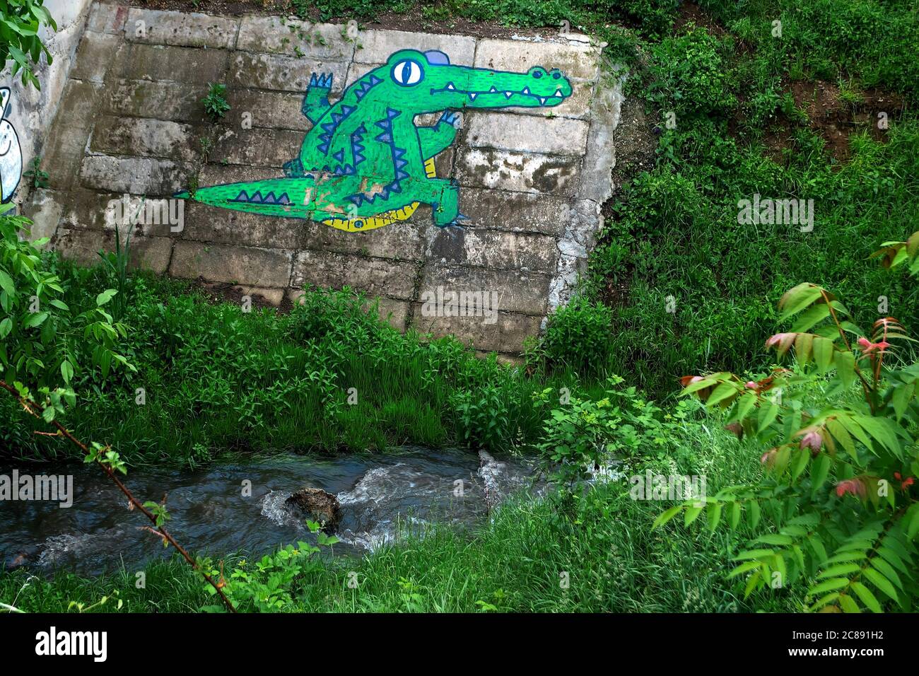 funny crocodile graffiti;Sofia;Bulgaria; Stock Photo