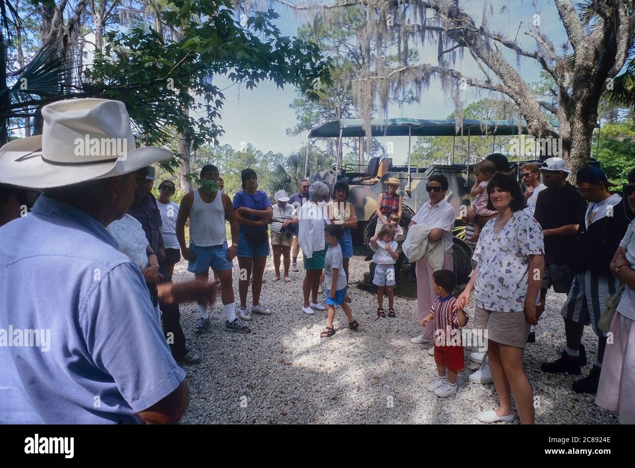 Tour guide with tourists. Babcock Wilderness Adventures. Babcock Ranch