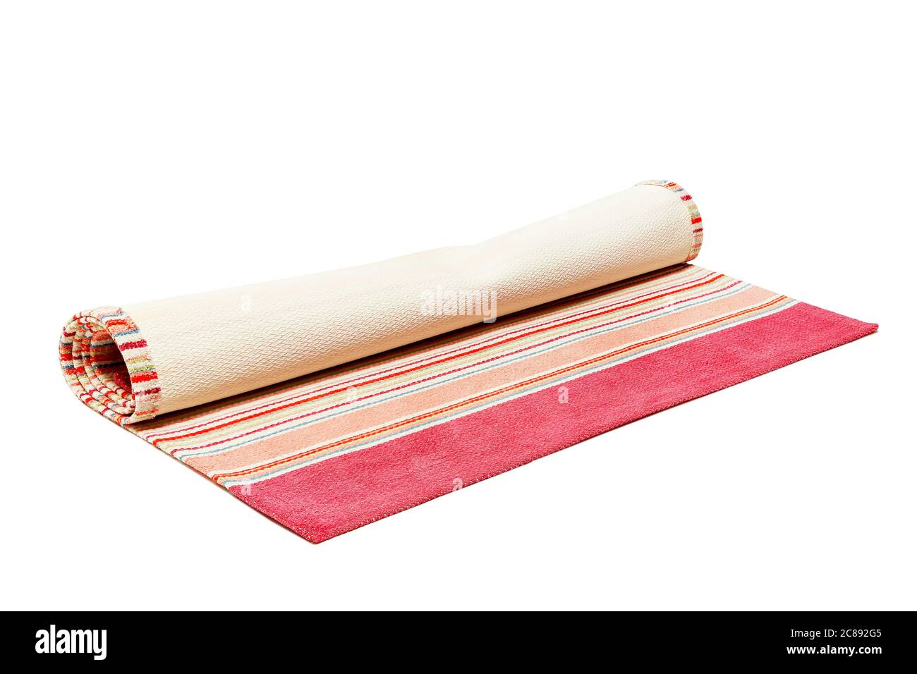 rolled up colorful carpet isolated on white Stock Photo Alamy