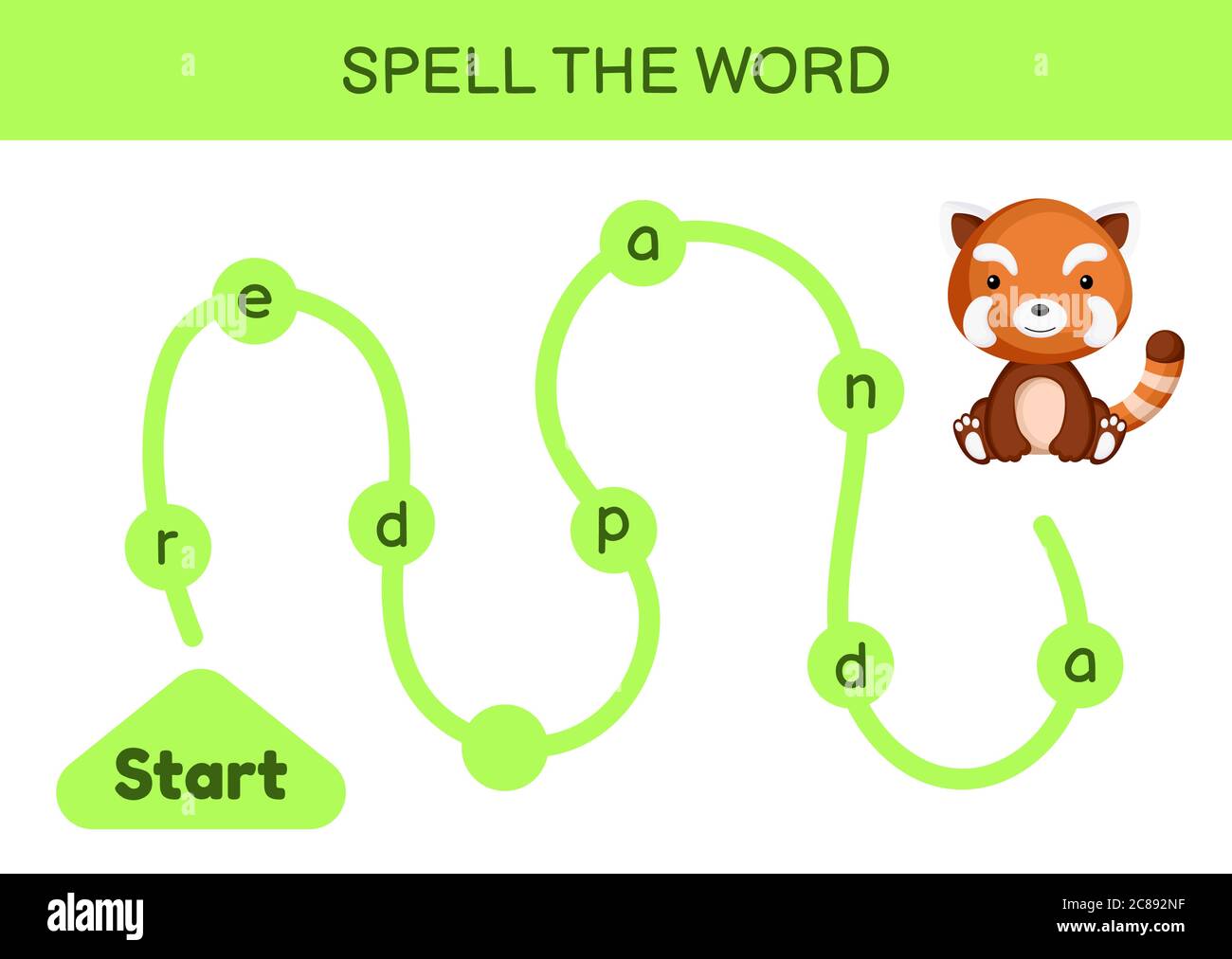 Maze for kids. Spelling word game template. Learn to read word red