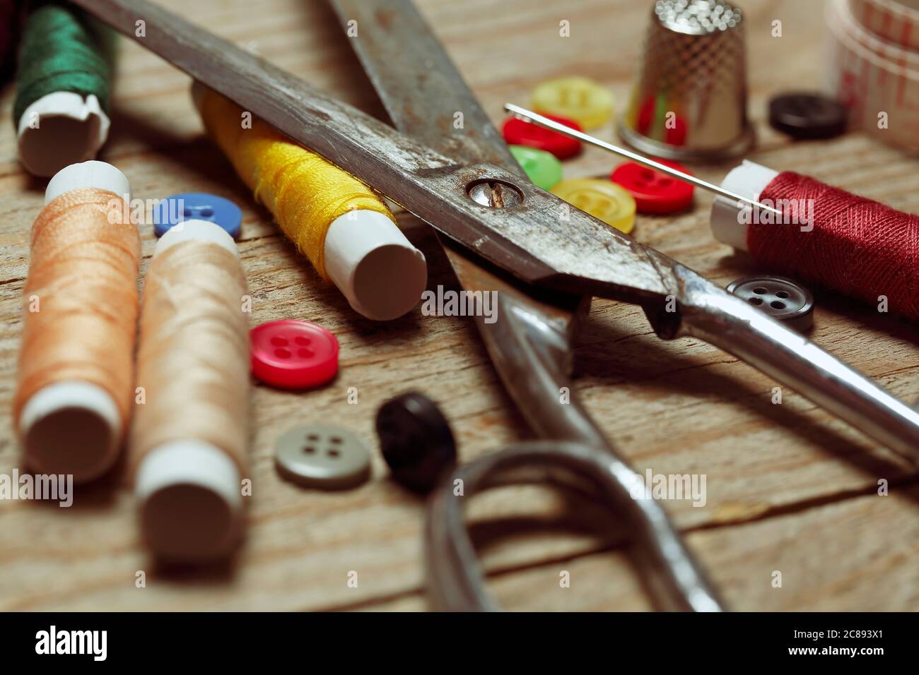 Various Sewing Accessories and Tools Green Shades Stock Photo - Image of  needlework, scissors: 91718416