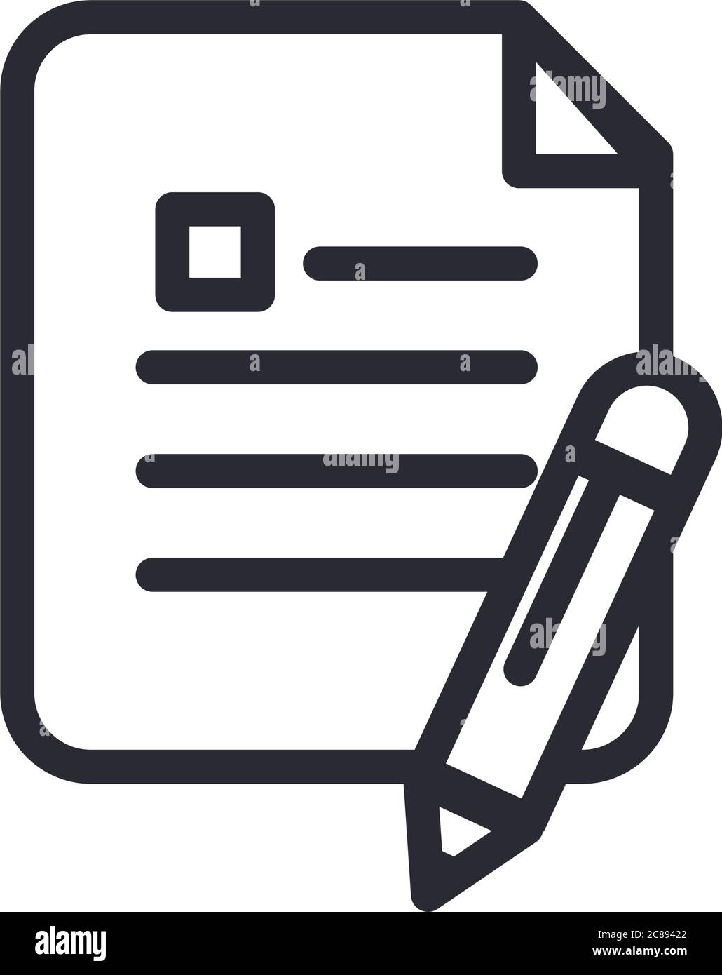 Pencil and document paper line style icon design, Tool write office ...