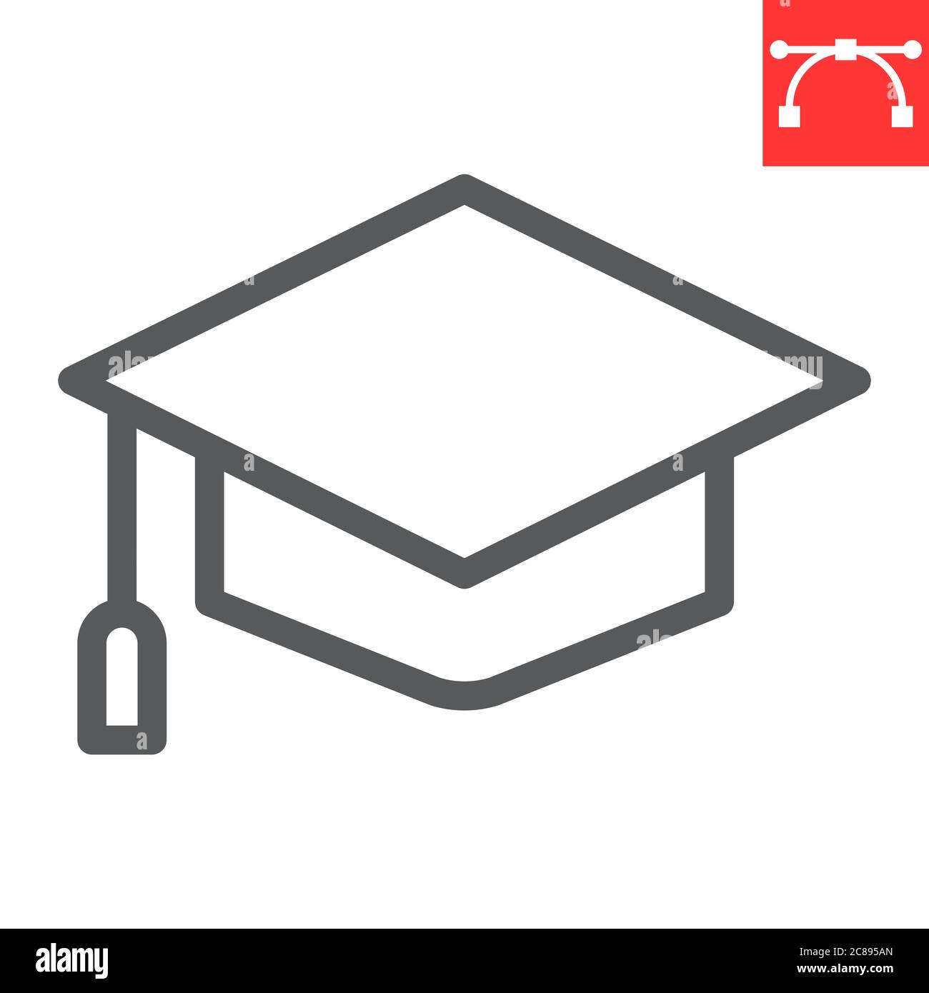 Graduation cap line icon, school and education, graduate sign vector ...