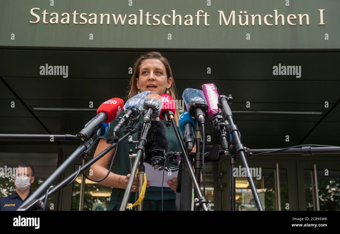 22 July 2020, Bavaria, Munich: Anne Leidig, Public Prosecutor of the Munich Public Prosecutor's Office I, gives a statement by the Munich Public Prosecutor's Office I on the latest developments in the preliminary proceedings against persons responsible at Wirecard AG. Photo: Peter Kneffel/dpa Stock Photo