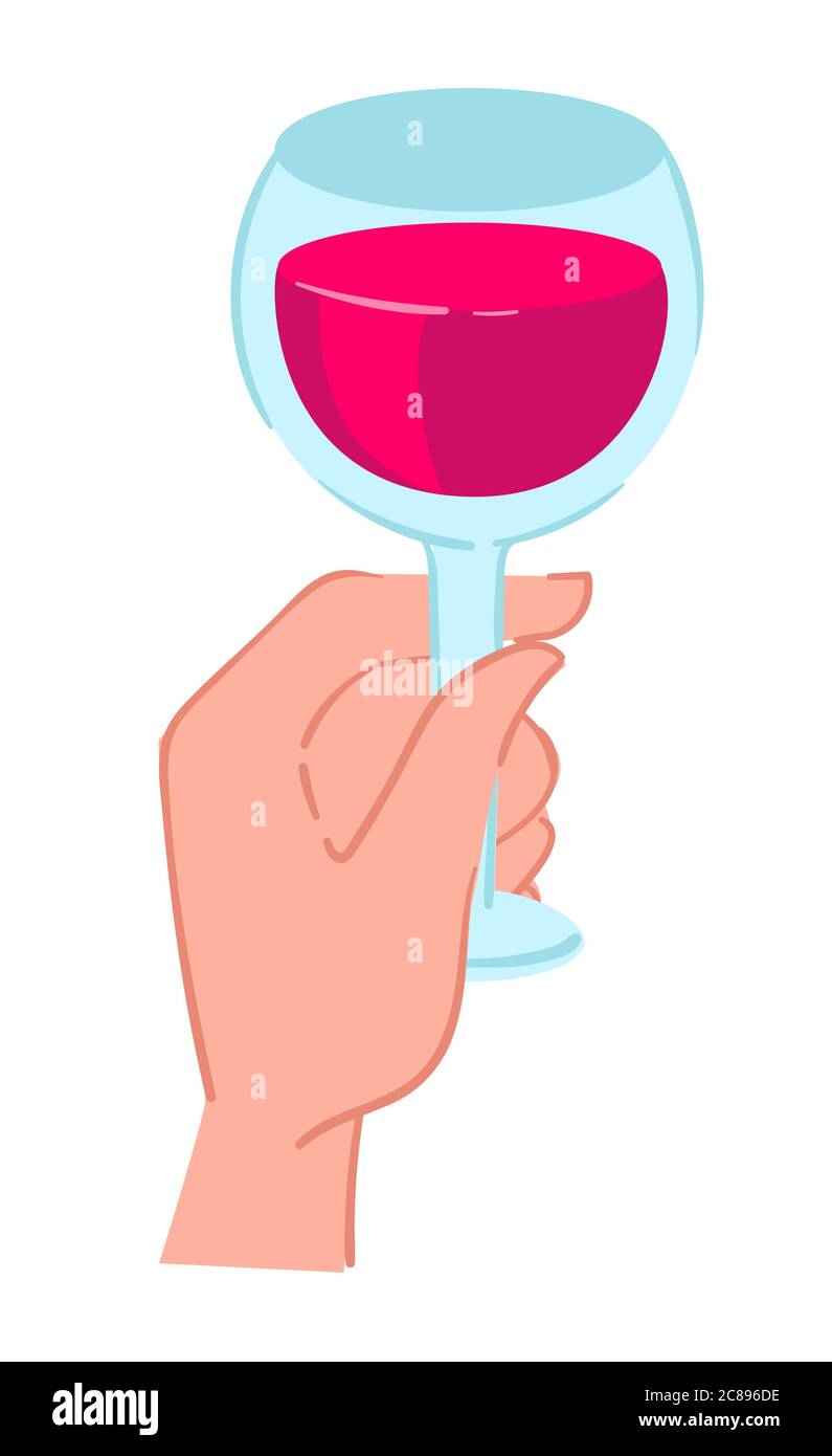 Hand holding red wine in glass, alcoholic drink Stock Vector Image
