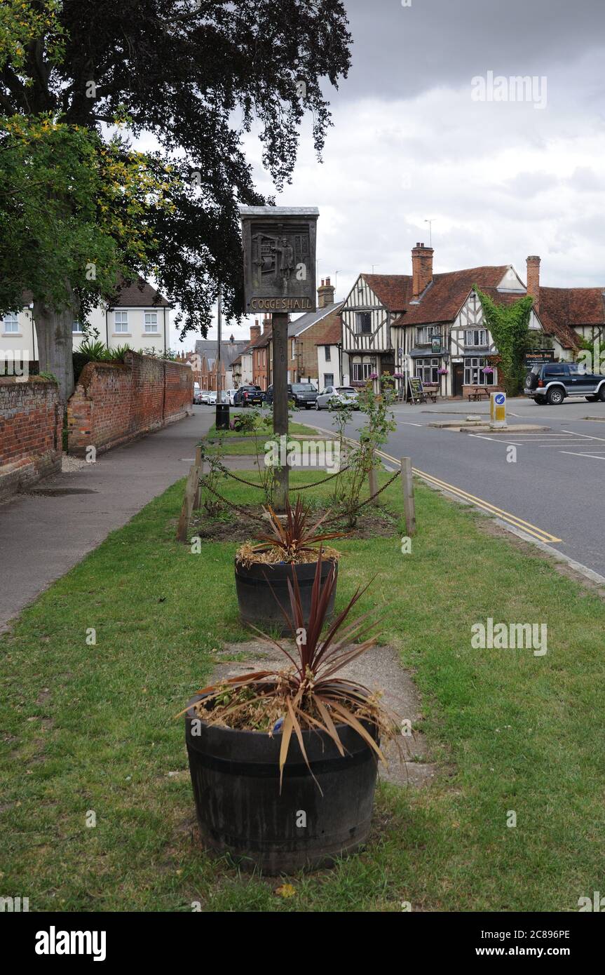 Village sign, Coggeshall, Essex Stock Photo