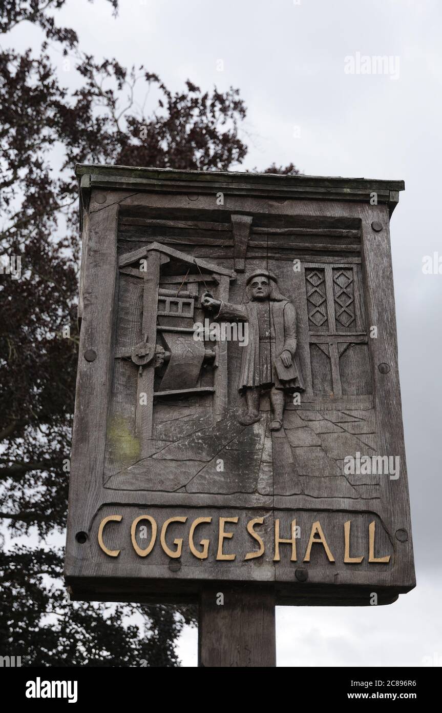 Village sign, Coggeshall, Essex Stock Photo