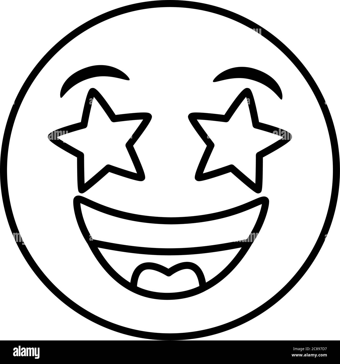 emoji face laughing with eyes stars line style icon vector illustration design Stock Vector