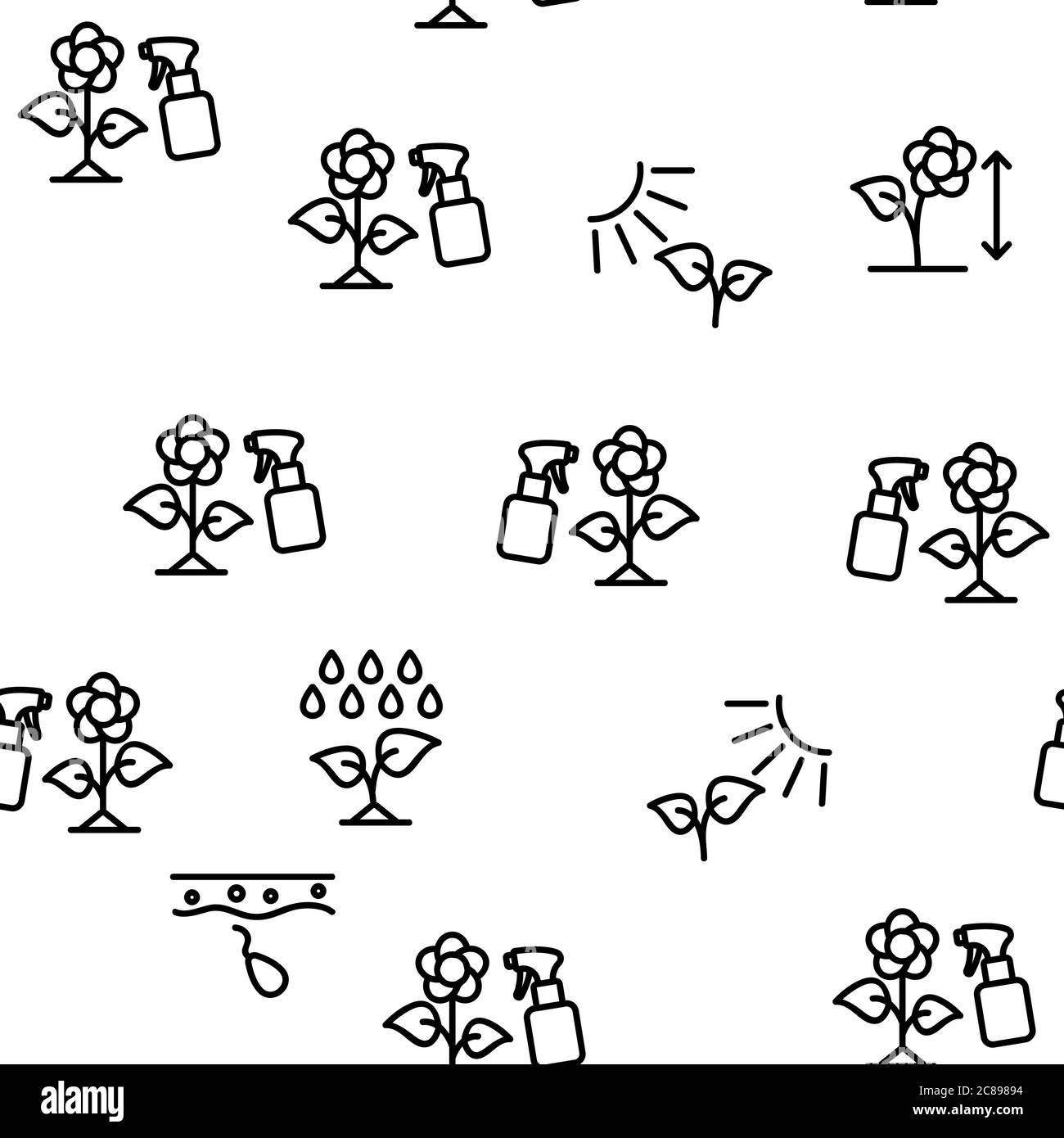 Growing Flowers Plants Vector Seamless Pattern Stock Vector Image & Art ...
