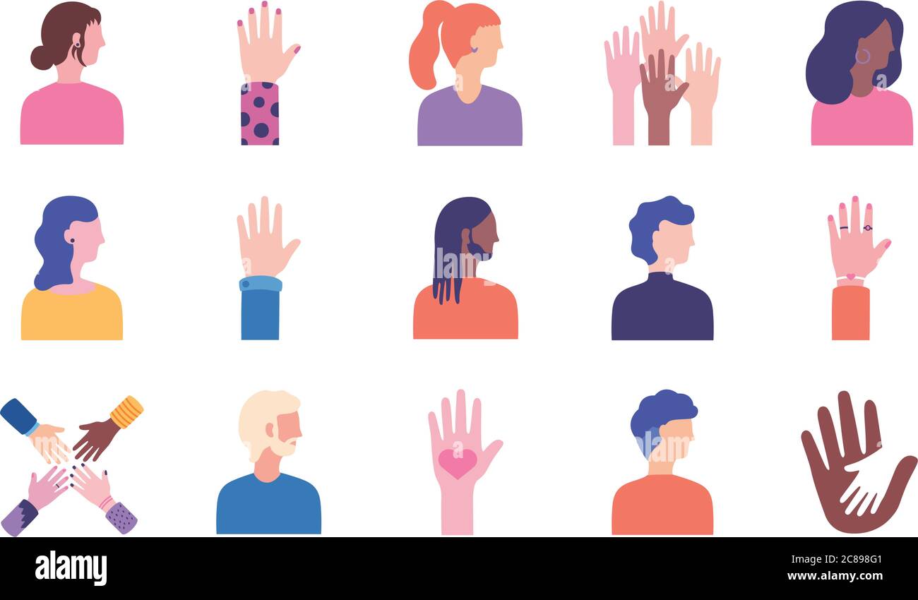 bundle of diversity people set icons vector illustration design Stock ...