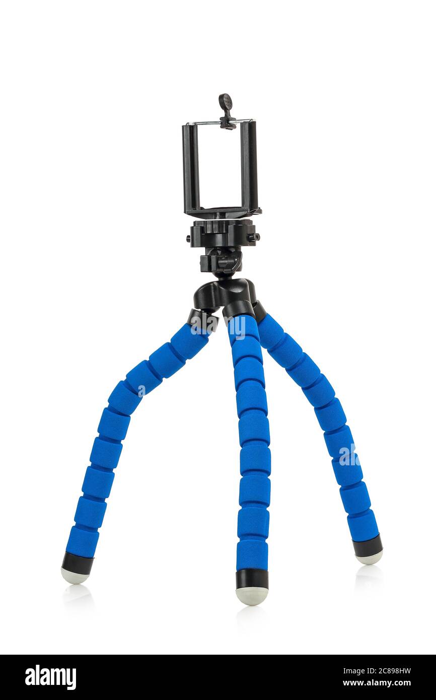 smart phone flexible tripod isolated on white Stock Photo