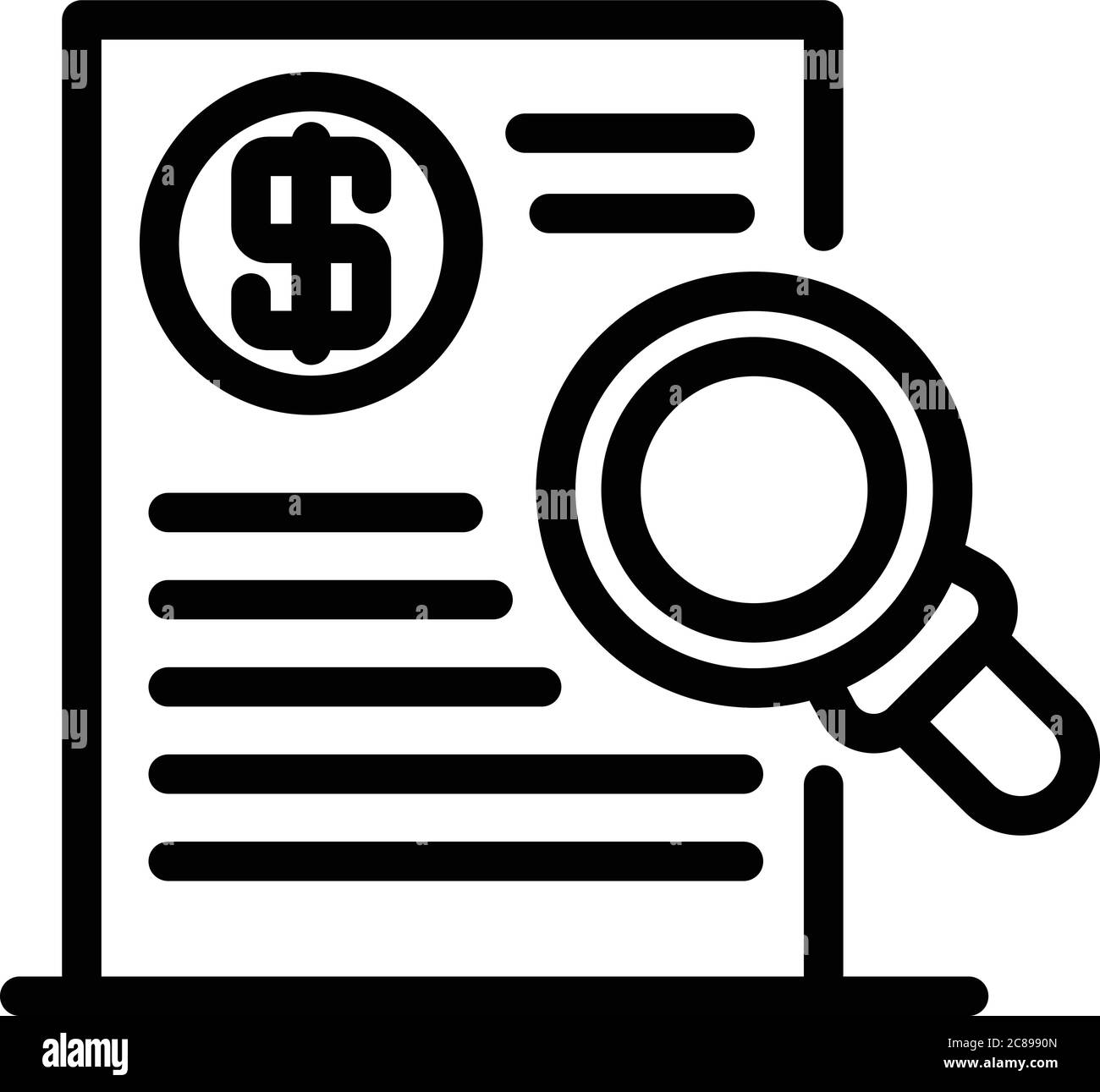 Trader money document icon, outline style Stock Vector