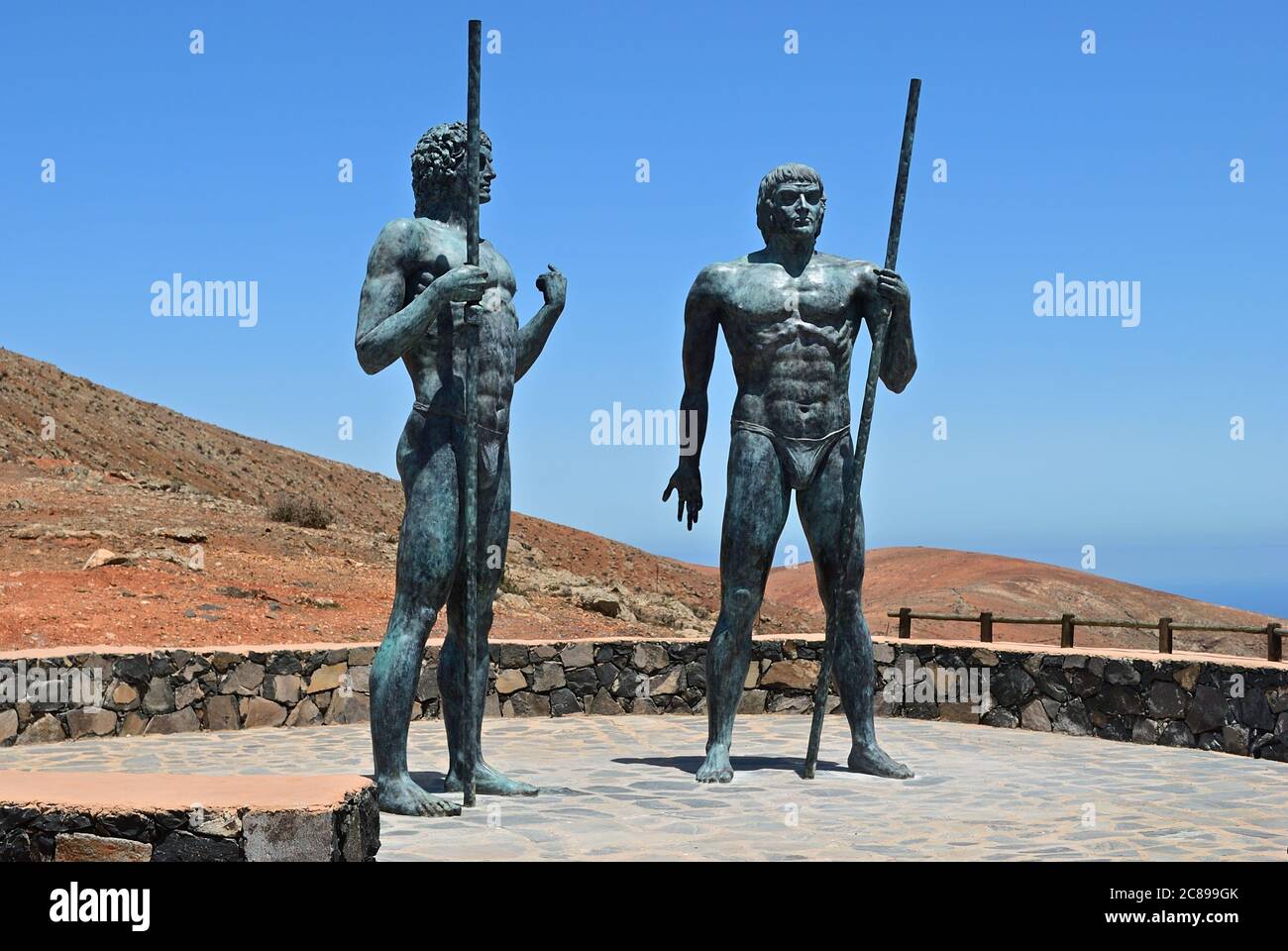 Fuerteventura, Canary Islands, Spain - June 20, 2008: Statue of Guanche kings Guize and Ayose on Fuerteventura Stock Photo