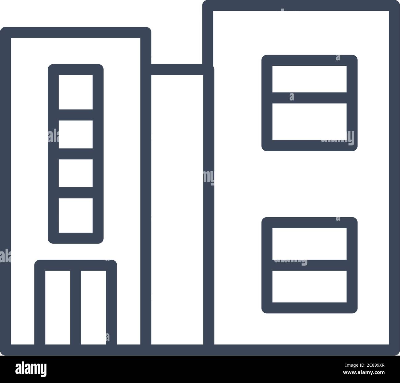 Building with windows line style icon design, City architecture urban ...