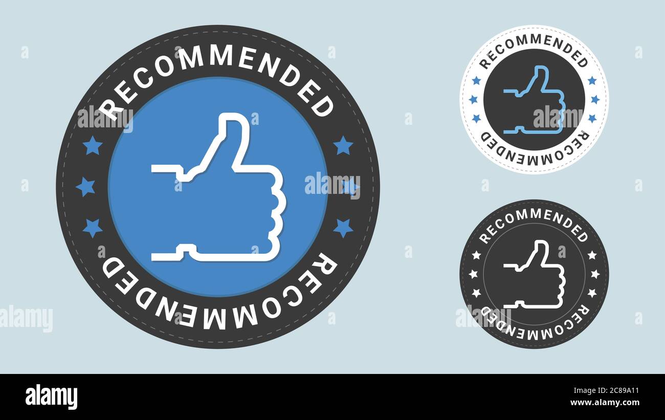 Recommended stamp vector illustration. Vector certificate icon. Vector combination for certificate in flat style. Stock Vector